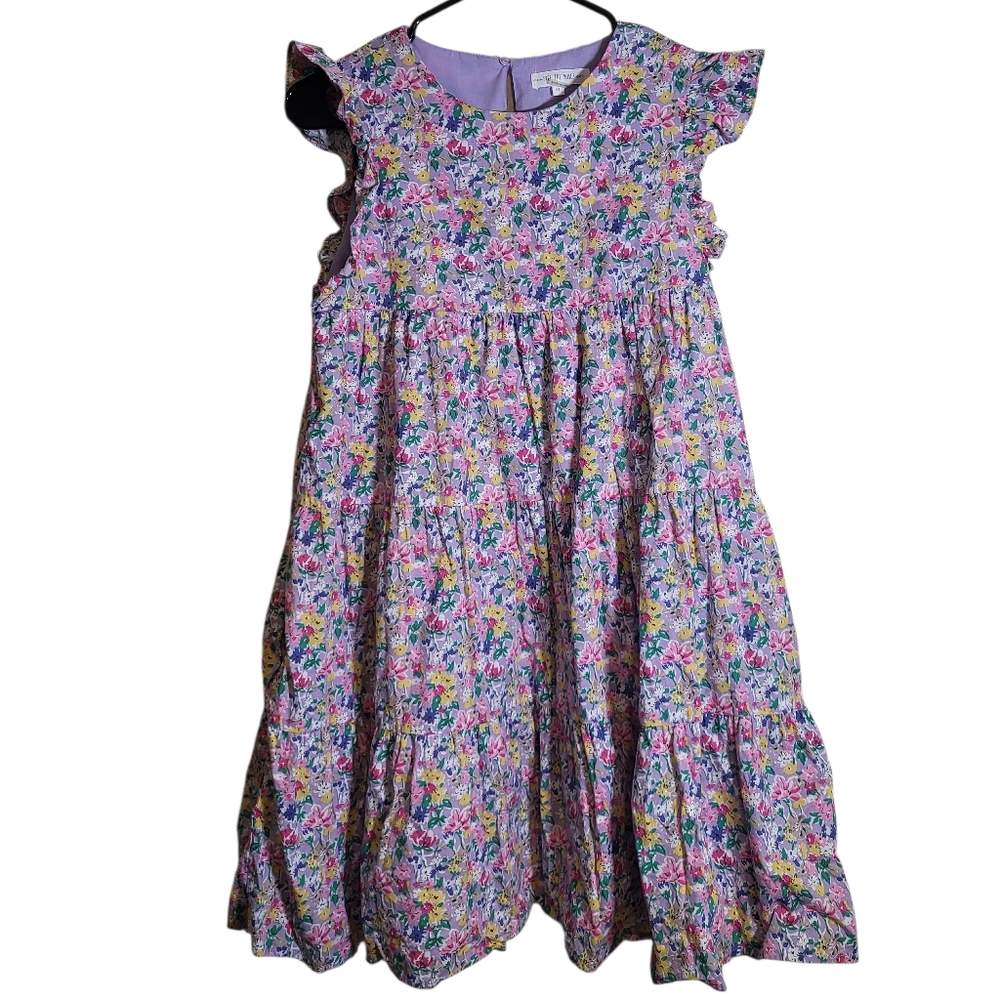 Free the Roses Purple Floral Cotton Sleeveless Short Dress, XS
